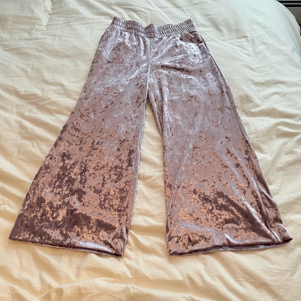 Lilac Crushed Velvet Wide-leg Pant
